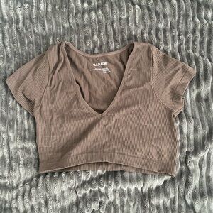 Garage Women's Brown Ribbed Crop Top